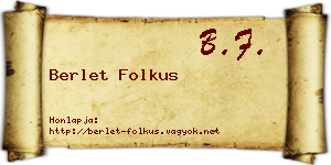 Berlet Folkus névjegykártya